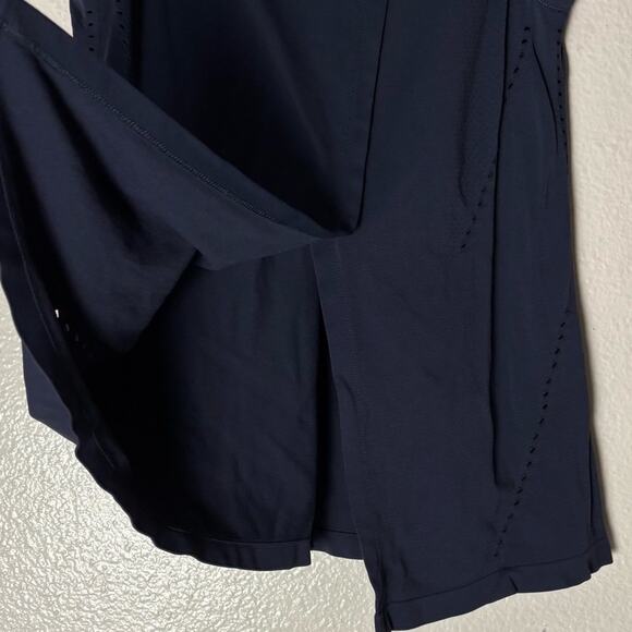 Athleta Foothill Seamless Tank Top Women's size XS Open Back Tie Navy Blue - Picture 12 of 15